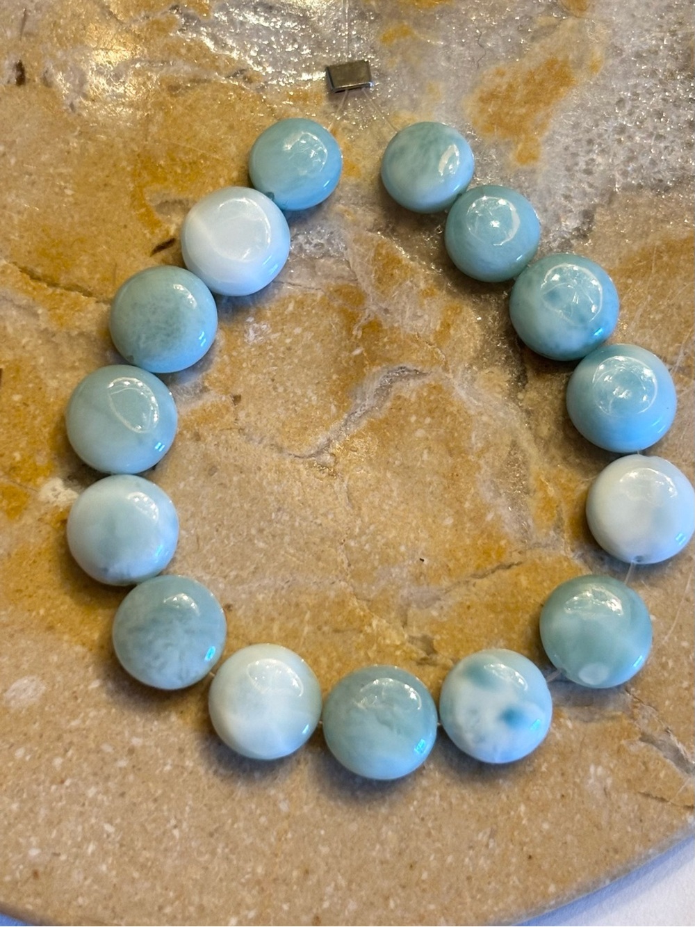 Genuine Grade AAA  Dominican Larimar Coin Beads 5mm-6mm RARE GORGEOUS!!!💙💙💙